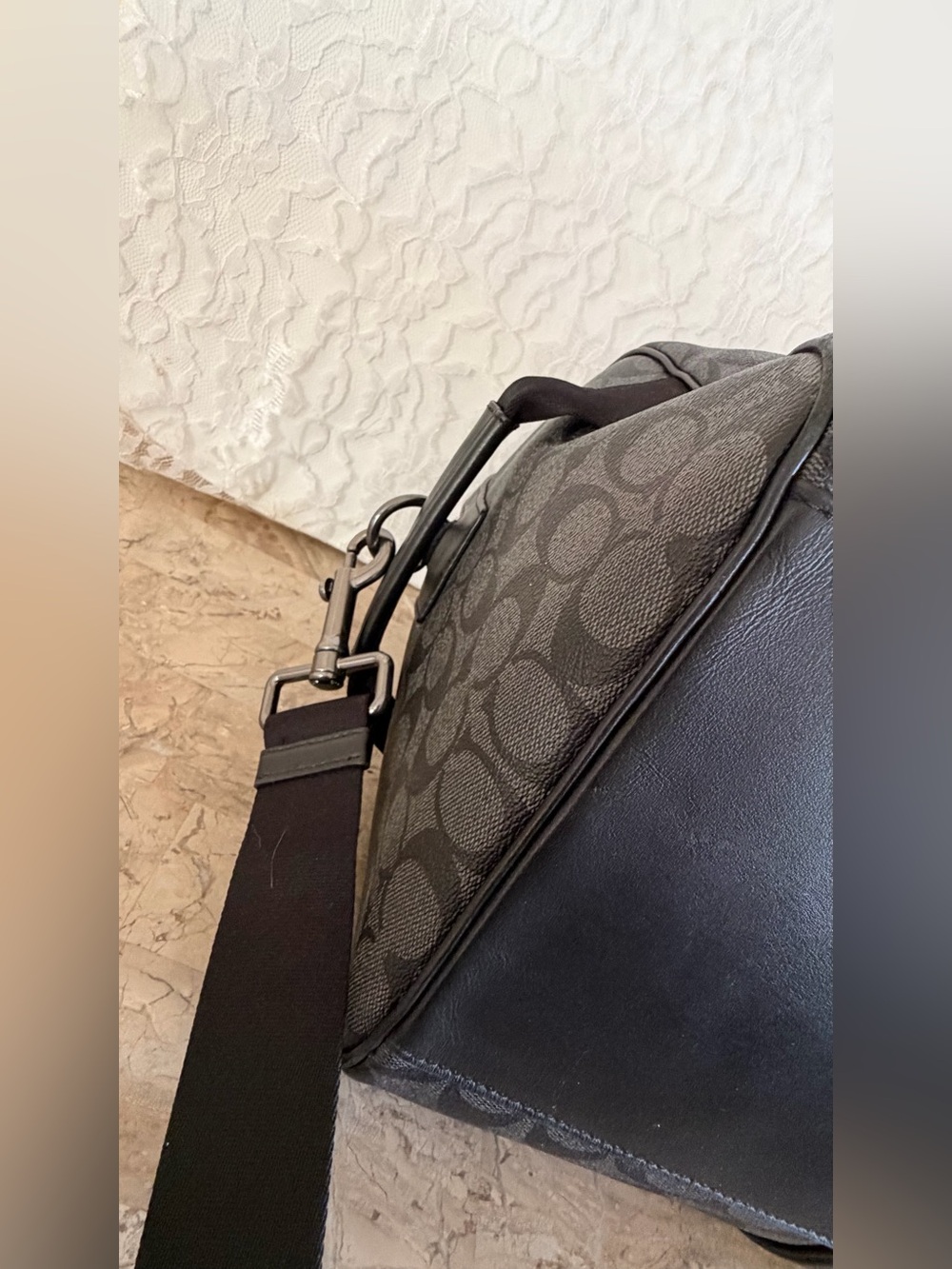 Coach Venturer Men's Signature Canvas Duffel in Charcoal and Black C5305 - Picture 10 of 14